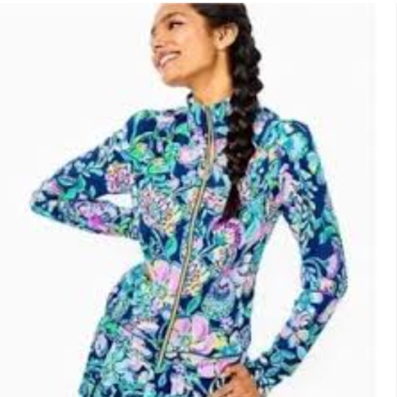 LILLY PULITZER Luxletic Zip Jacket Size M, Excellent Condition.